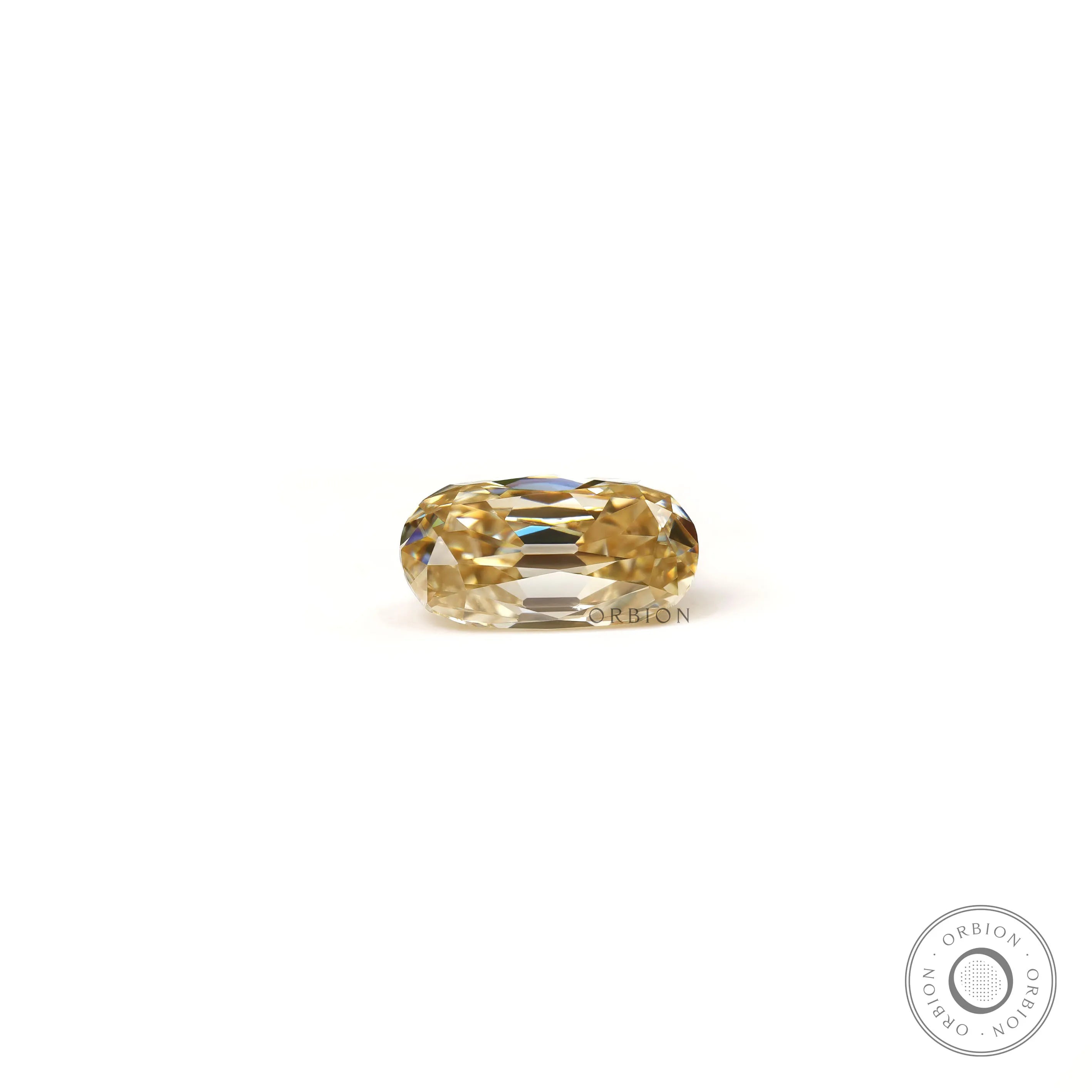 Yellowish champagne moissanite elongated cushion antique cut gemstone