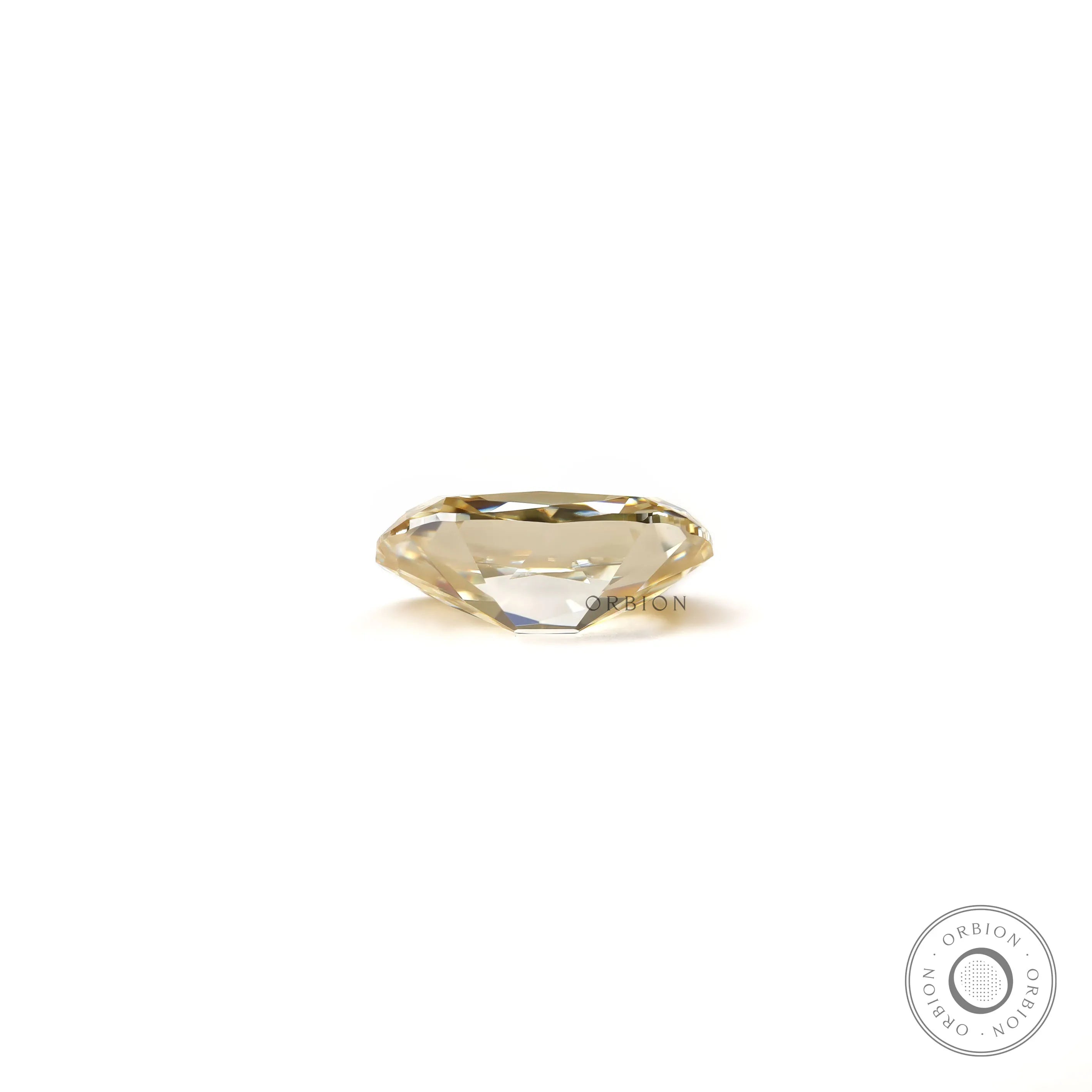 Elongated cushion old mine cut moissanite in yellow champagne tone
