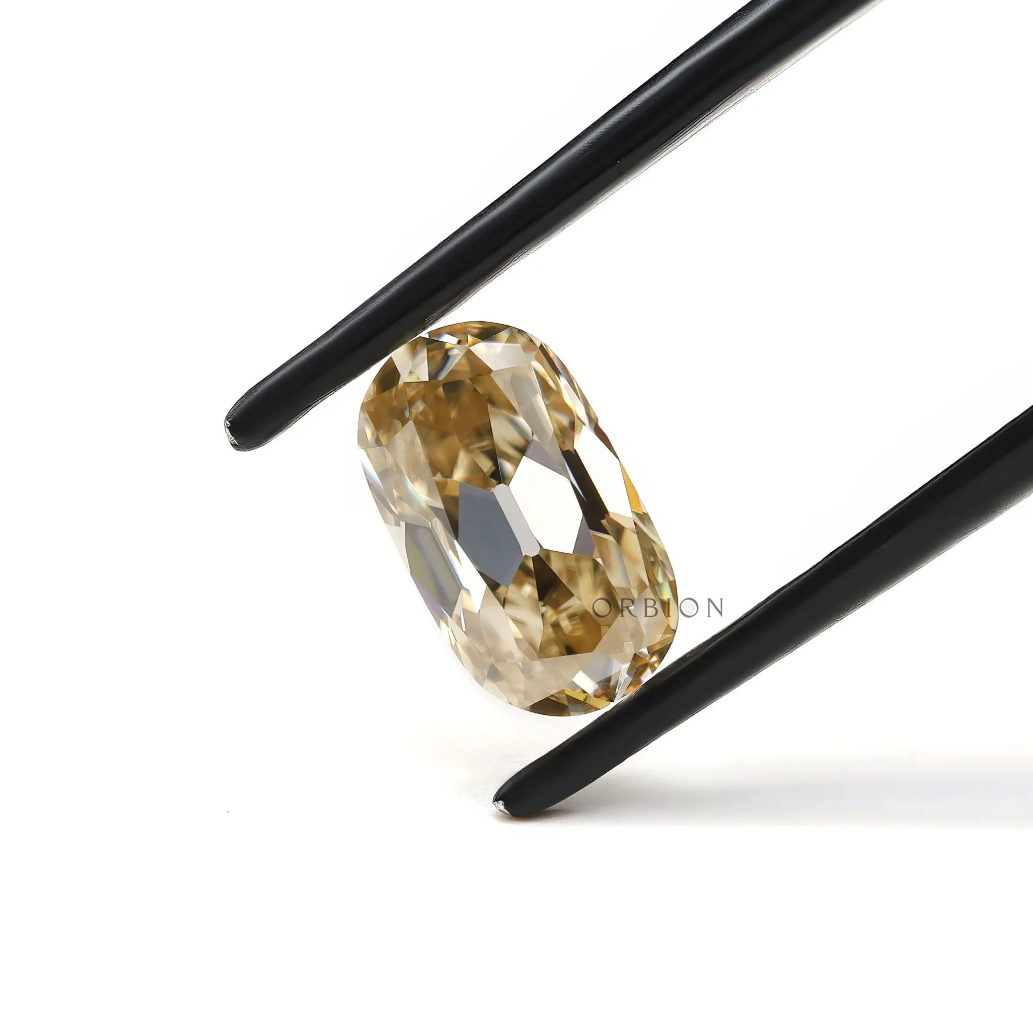 Elongated cushion yellow champagne moissanite old mine cut loose gemstone