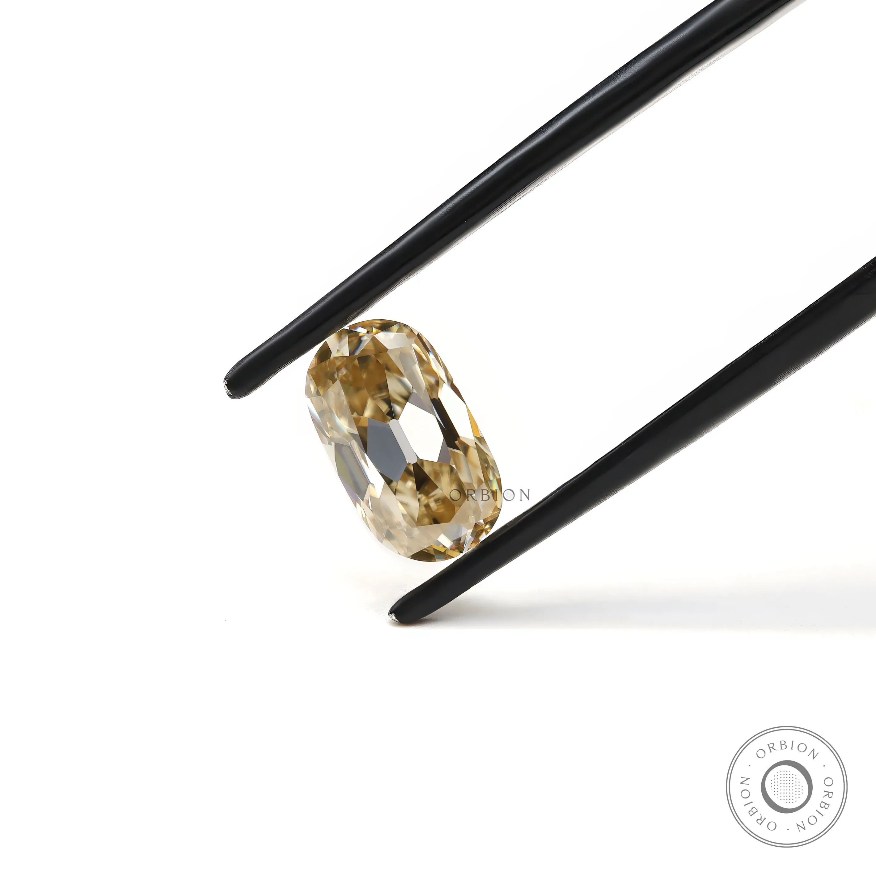 Elongated cushion yellow champagne moissanite old mine cut loose gemstone