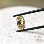 Antique cut elongated cushion champagne moissanite loose stone detail