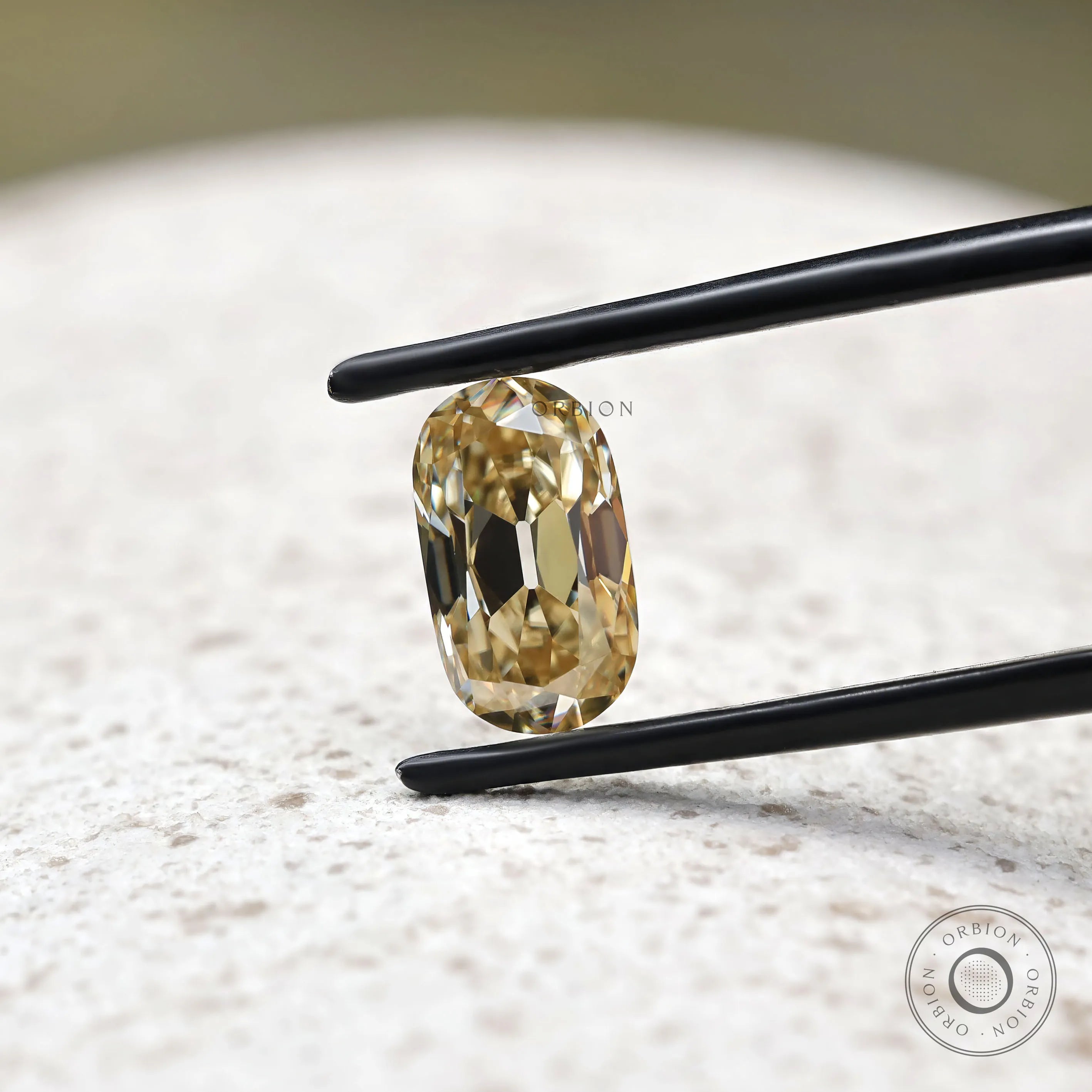 Yellowish champagne elongated cushion moissanite 1.60 ct gemstone