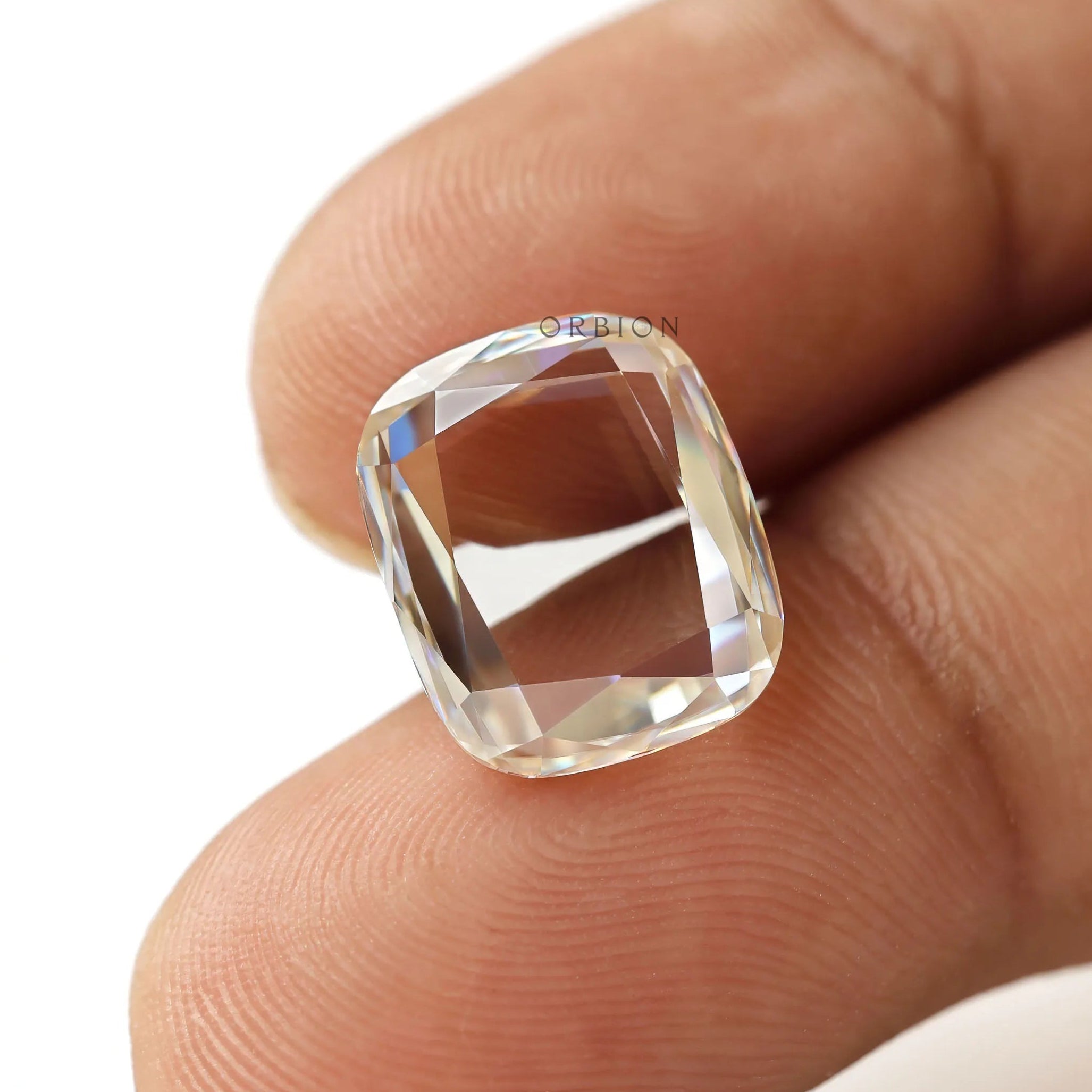 Elongated cushion portrait cut moissanite 4.4 ct colorless fancy gemstone