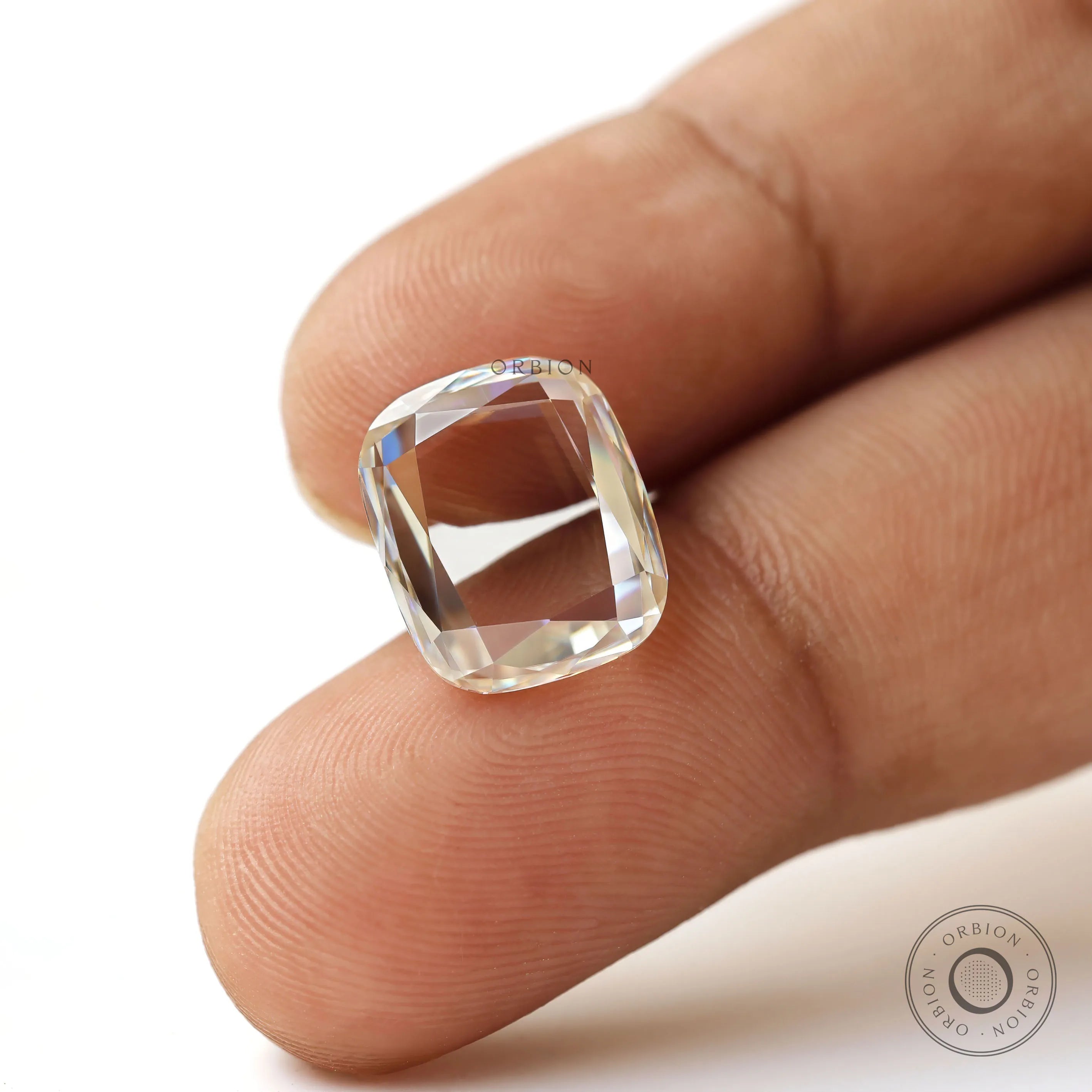 Elongated cushion portrait cut moissanite 4.4 ct colorless fancy gemstone