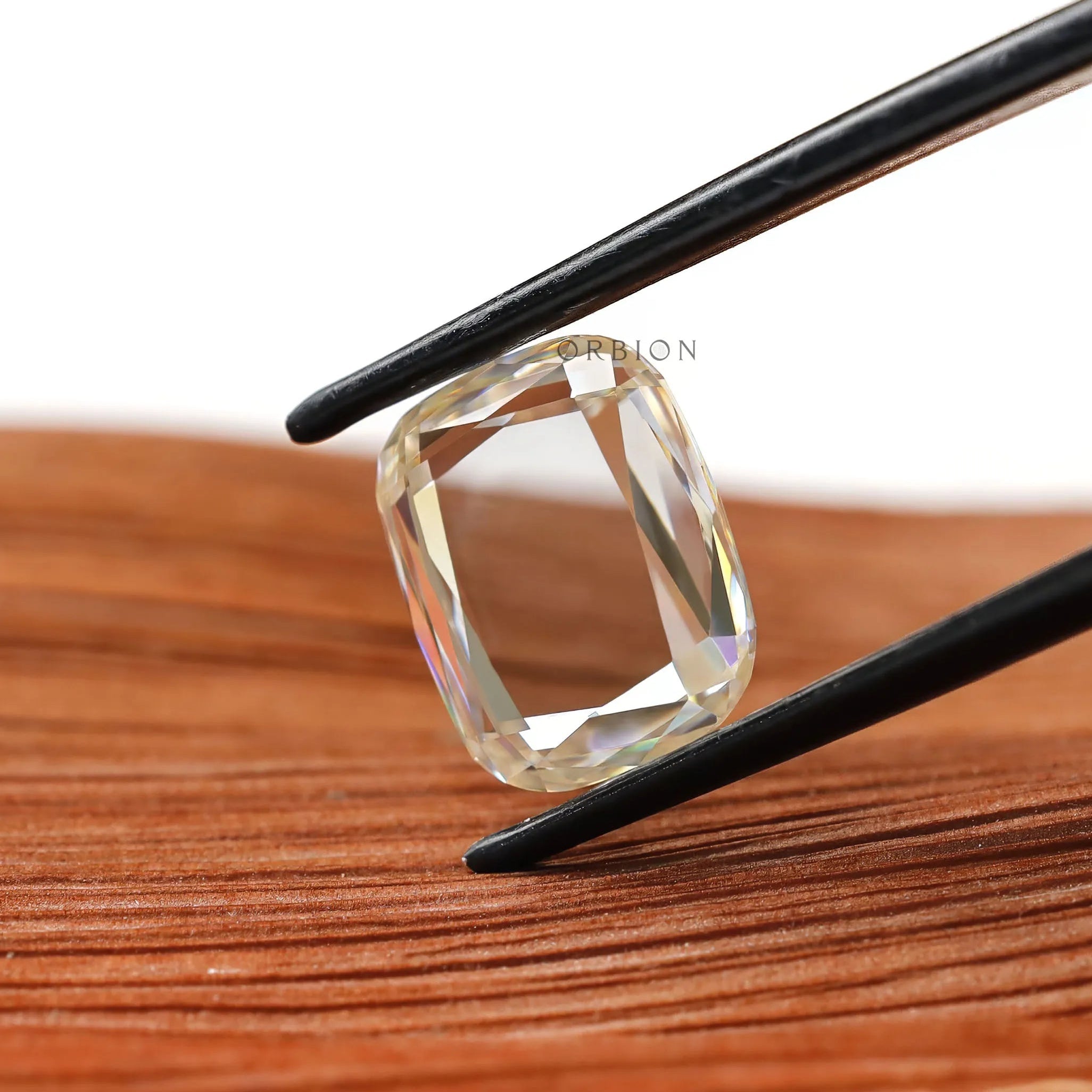 Elongated cushion portrait cut moissanite colorless loose stone