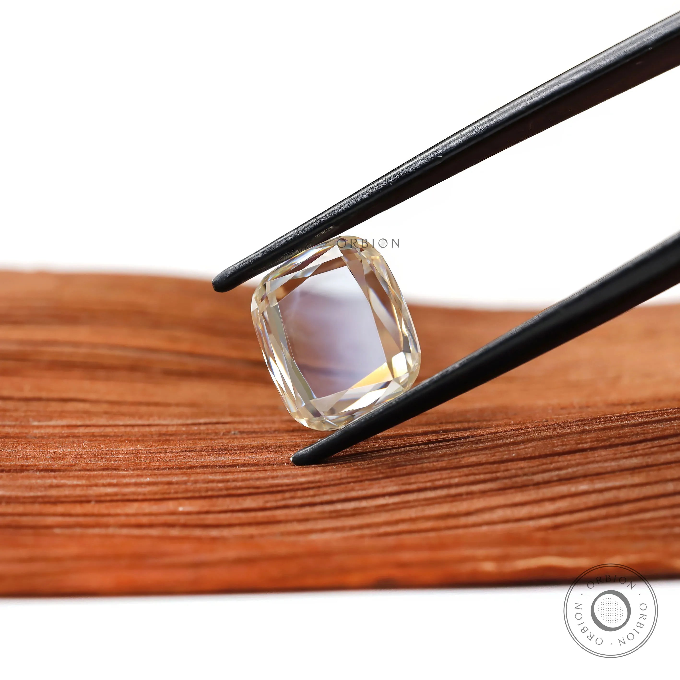 Colorless elongated cushion portrait cut moissanite fancy gemstone
