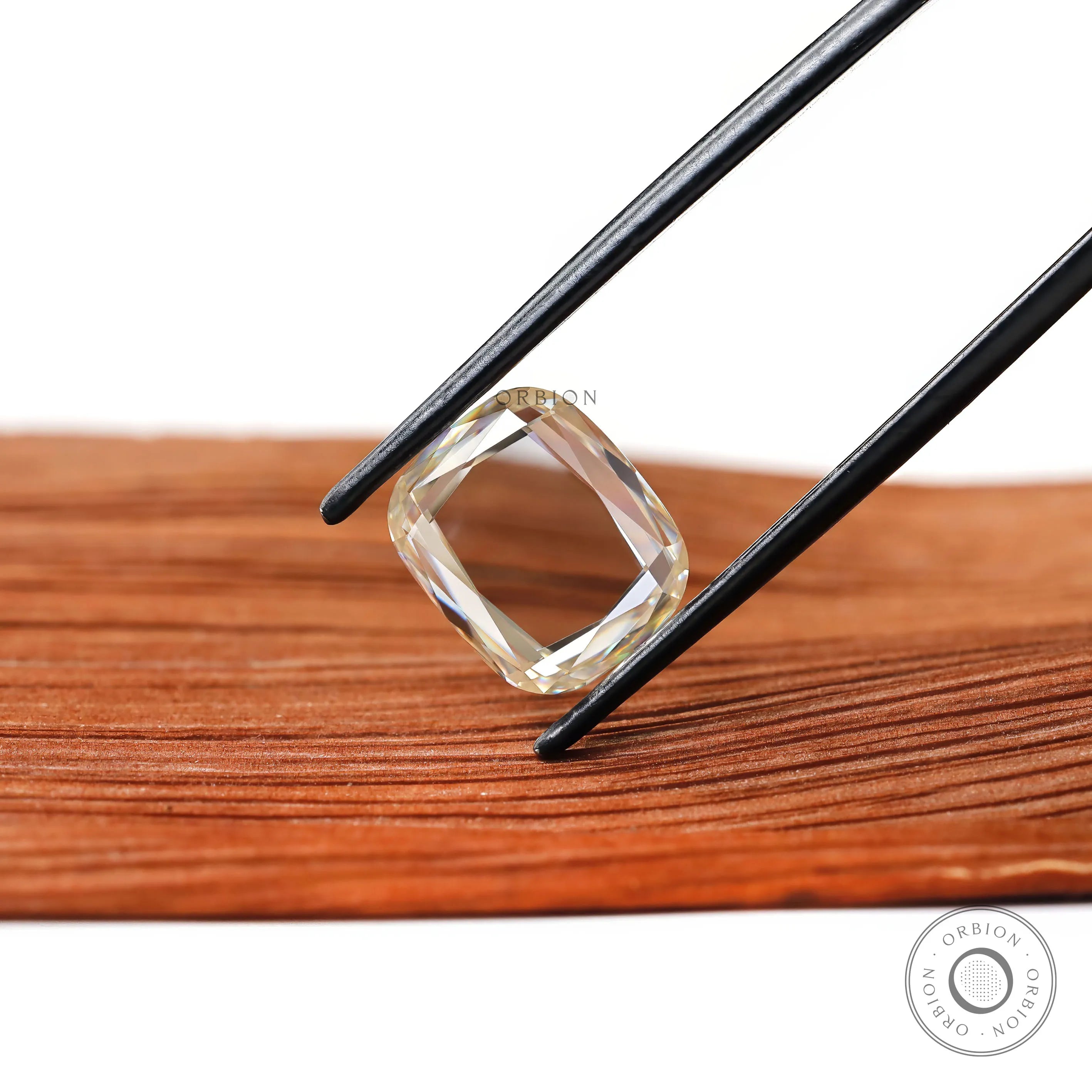 Portrait cut moissanite elongated cushion