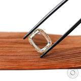 Elongated cushion colorless portrait cut moissanite
