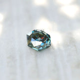 1.60 ct Blue green moissanite hexagon antique cut loose stone