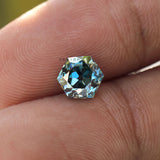 Hexagon cut moissanite 1.60 ct in deep blue green shade