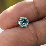 1.60 ct Loose hexagon moissanite with vibrant blue green color