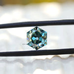 1.60 ct hexagon blue green moissanite old mine cut loose gemstone