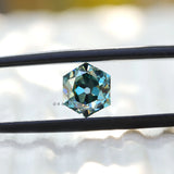 1.60 ct hexagon blue green moissanite old mine cut loose gemstone