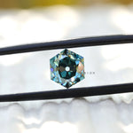 Blue green hexagon moissanite 1.60 ct antique omc cut stone