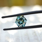 Geometric hexagon moissanite blue green color 1.60 ct loose stone
