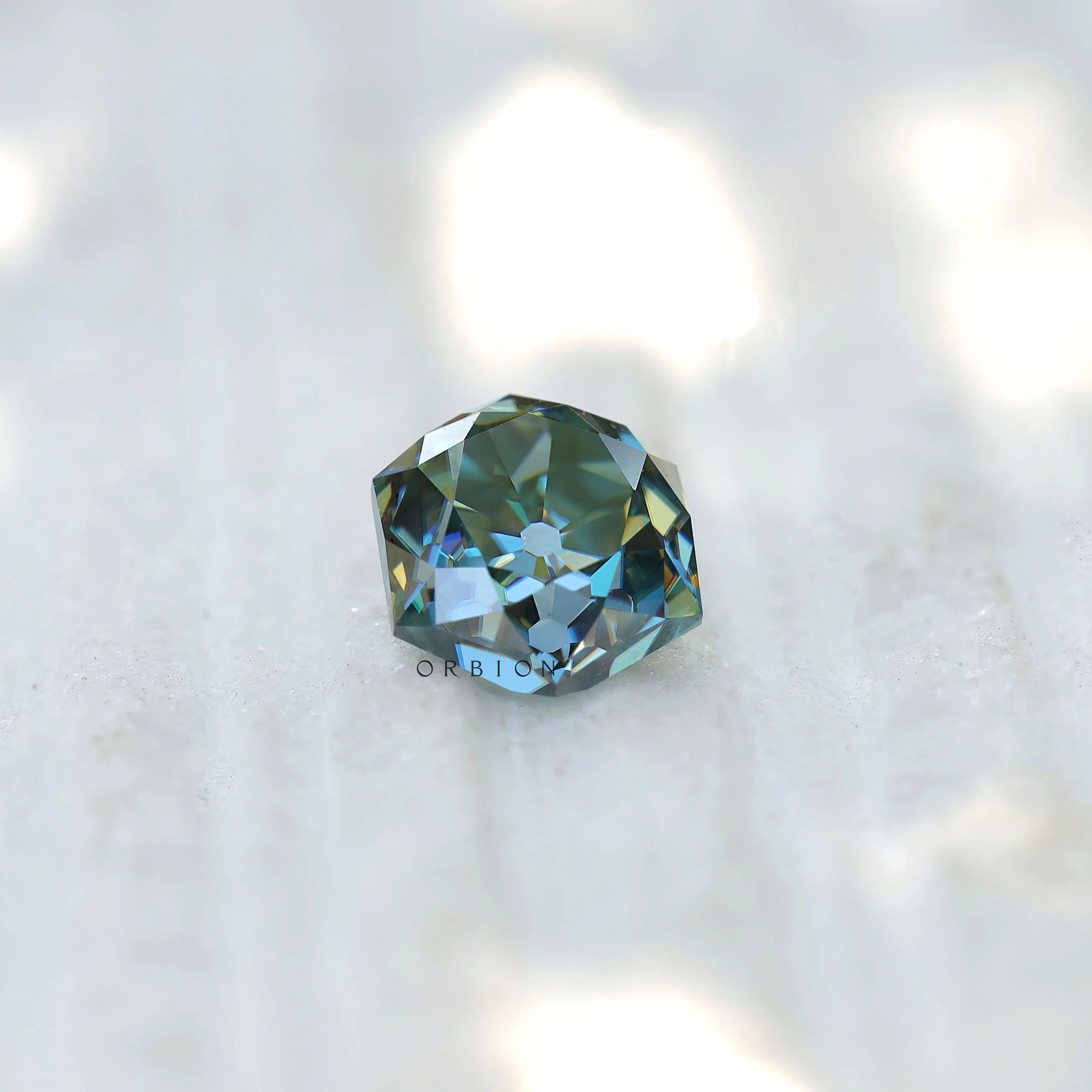 Unique hexagon shape moissanite 1.60 ct blue green loose gemstone