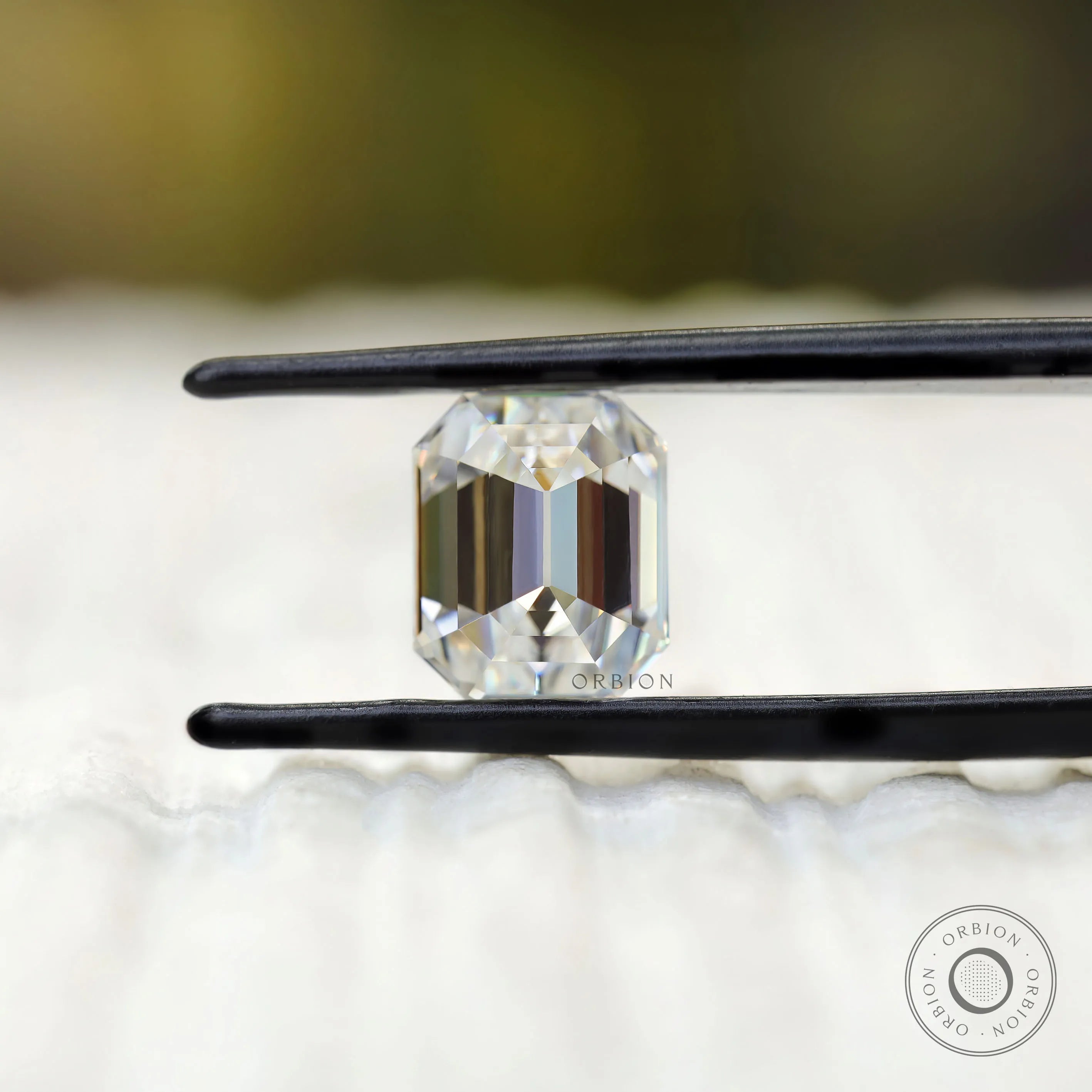 Emerald shaped moissanite 2.50 ct with antique old mine faceting