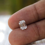 Loose colorless emerald cut moissanite for bespoke ring designs
