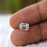 Emerald cut colorless moissanite stone