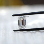Elongated emerald cut moissanite 2 CT, loose colorless gemstone