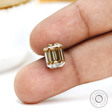 Elegant step cut moissanite stone showcasing dark champagne brilliance