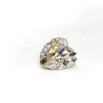1.50 ct heart shape GHI moissanite loose stone, three quarter view