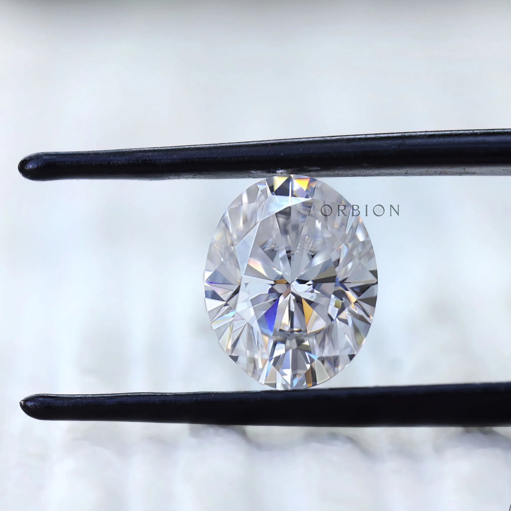 Oval brilliant cut moissanite loose stone top view