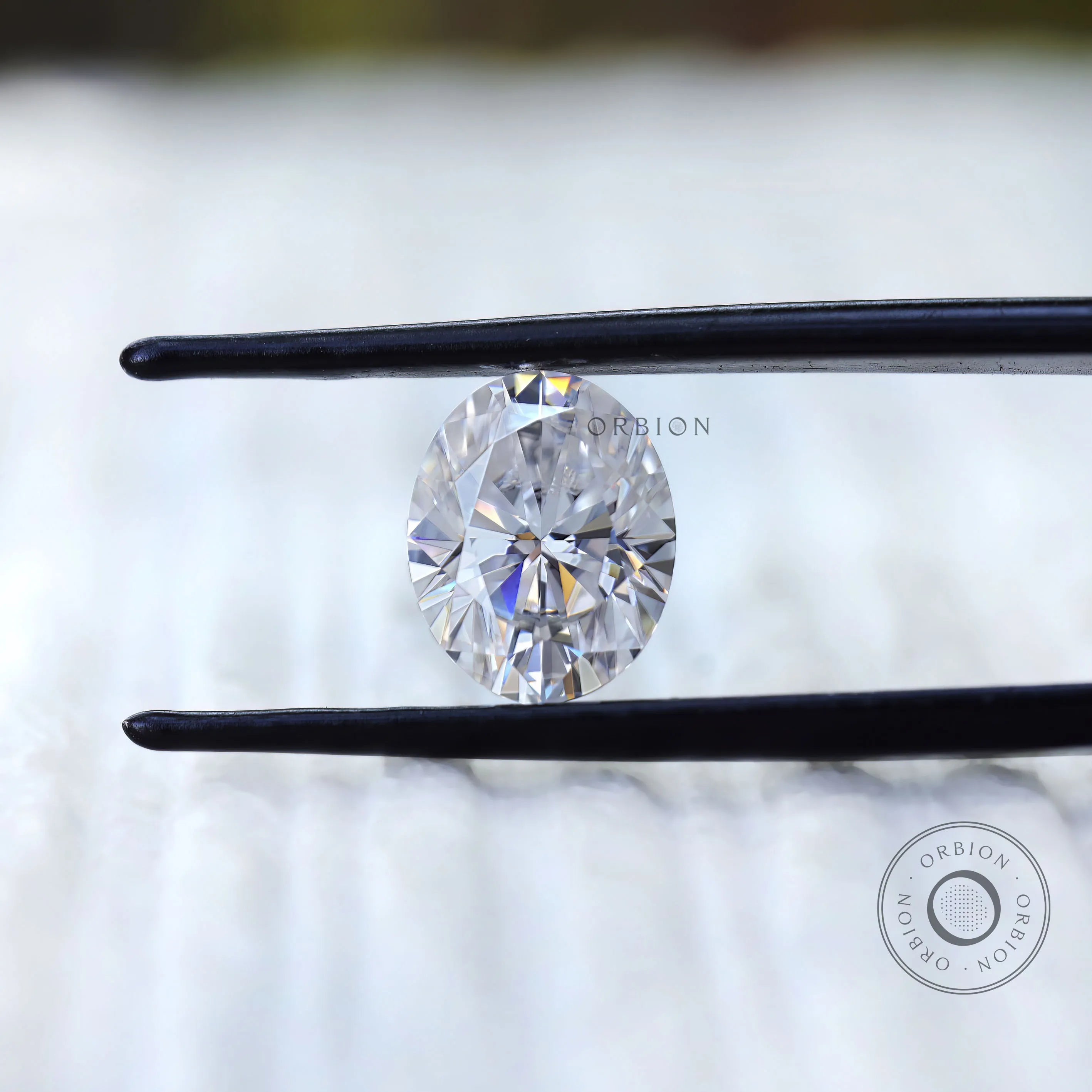Oval brilliant cut moissanite loose stone top view