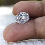 Oval moissanite gemstone macro clarity view