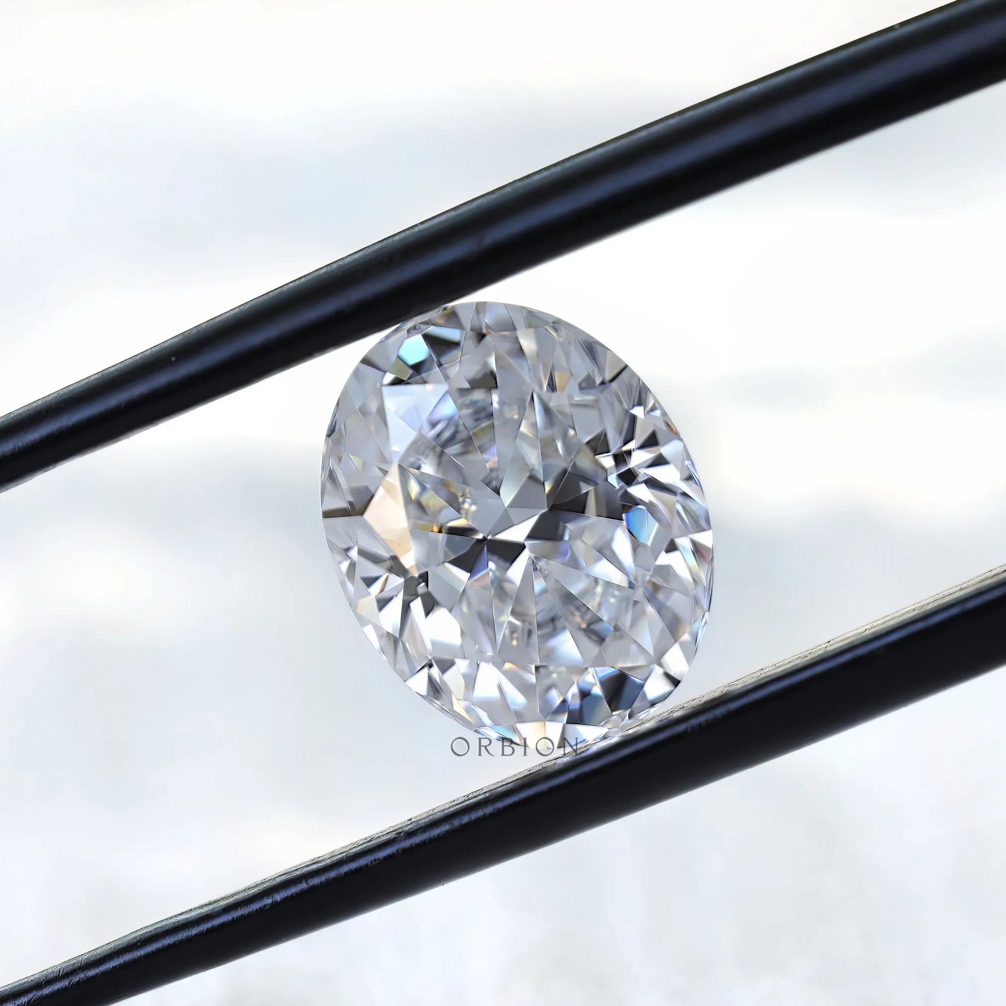 3 carat oval moissanite showing brilliant crushed ice faceting
