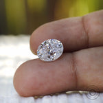 Oval crushed ice cut stone showcasing fine faceting pattern
