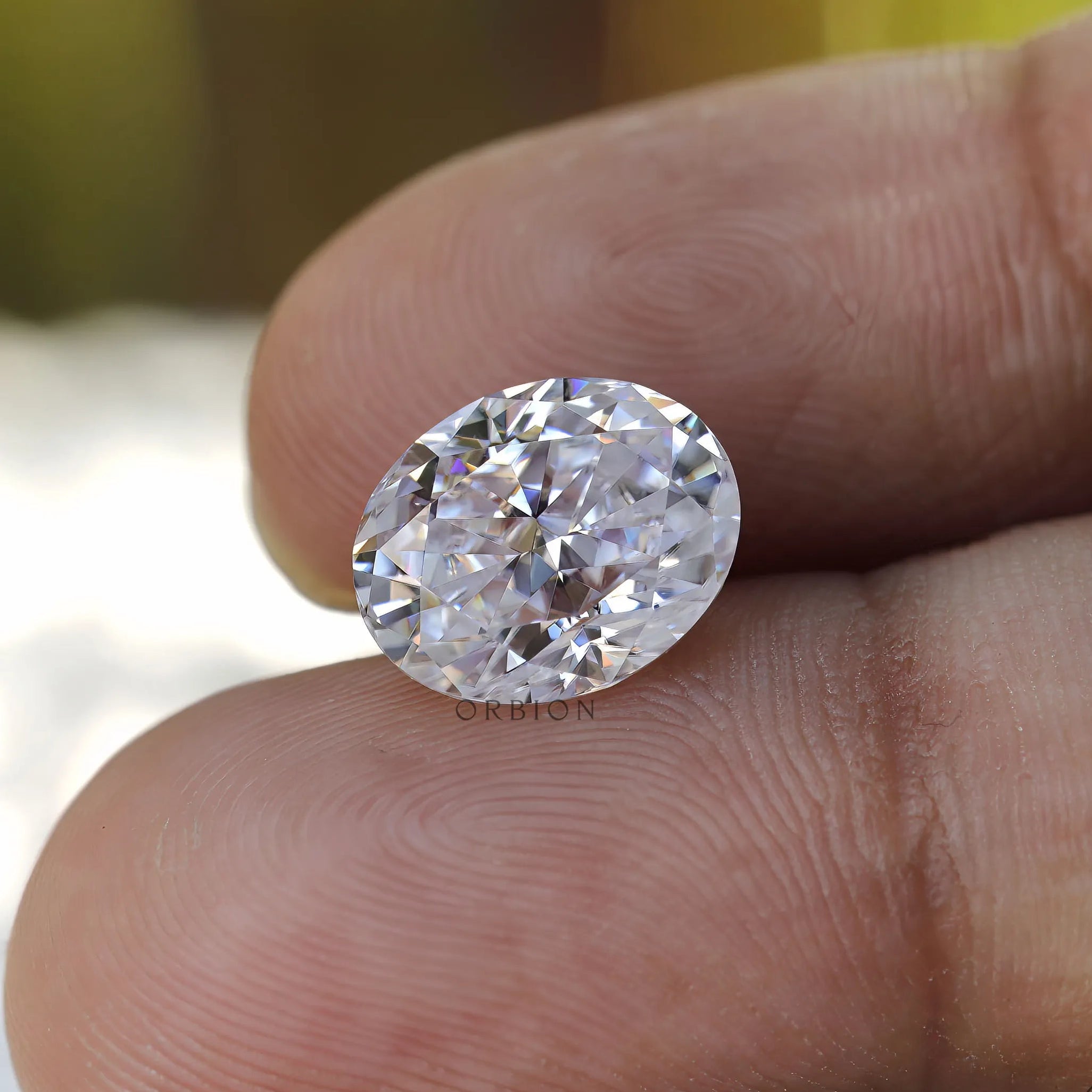 Oval crushed ice cut stone showcasing fine faceting pattern