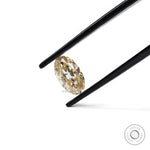 Oval moissanite light champagne vintage faceting close view