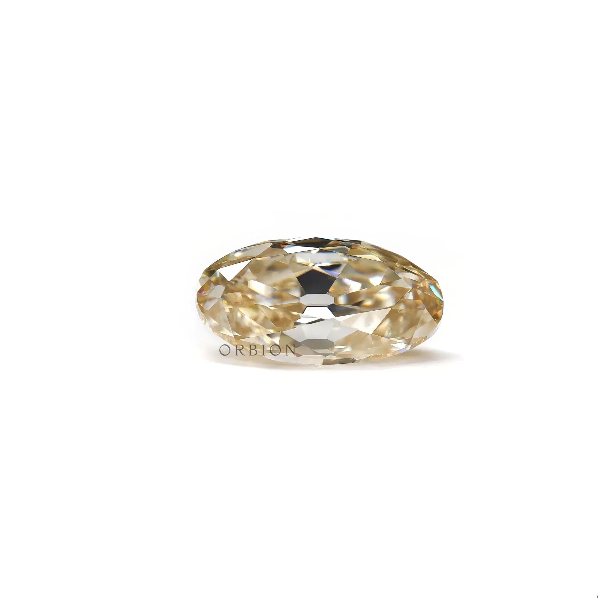 Vintage style oval moissanite warm tone brilliance