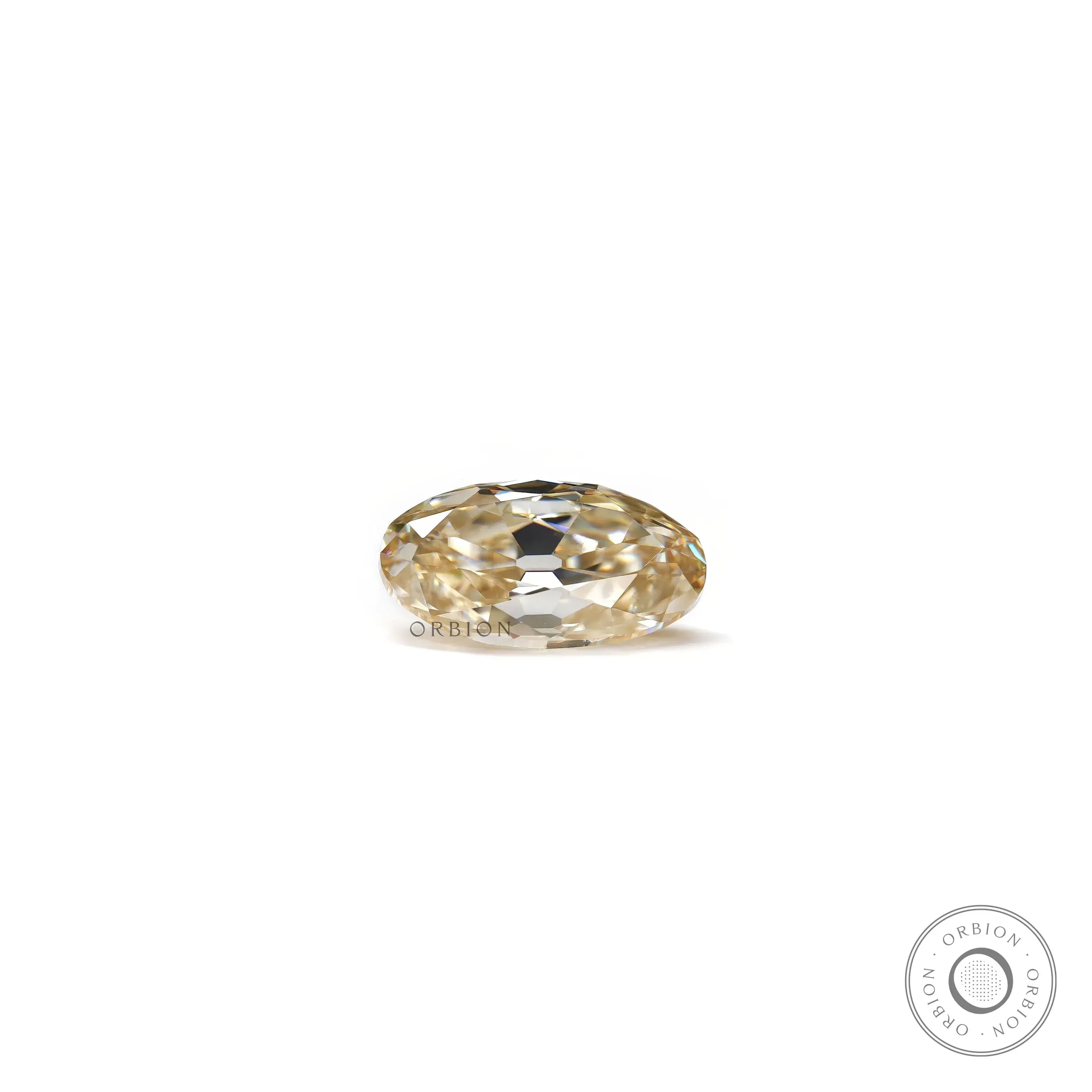Vintage style oval moissanite warm tone brilliance