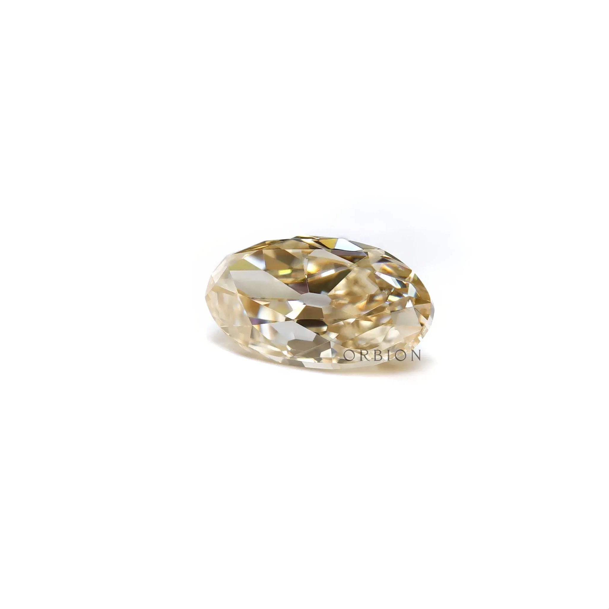 Champagne oval moissanite elegant elongated shape