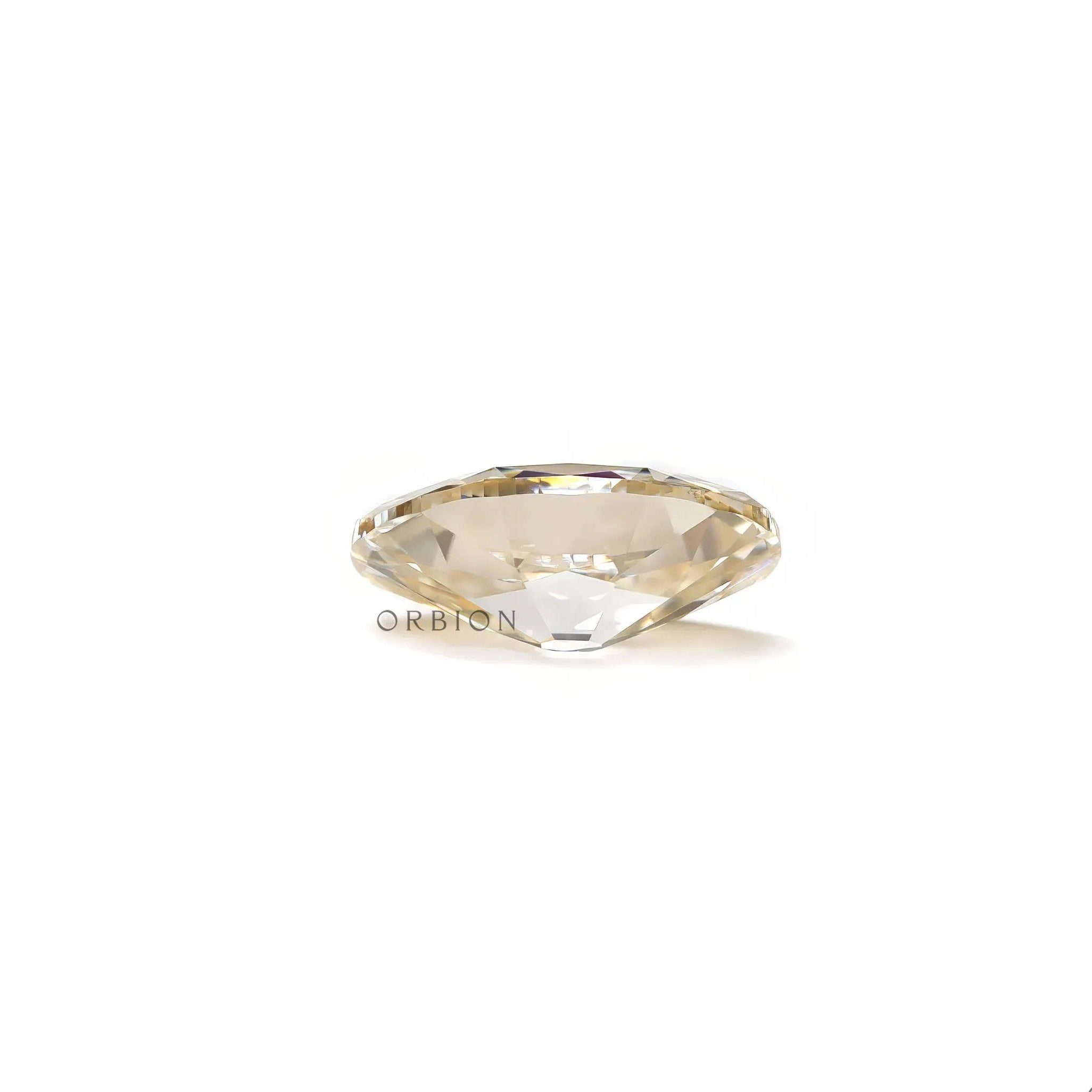 Loose oval moissanite old mine cut side profile view