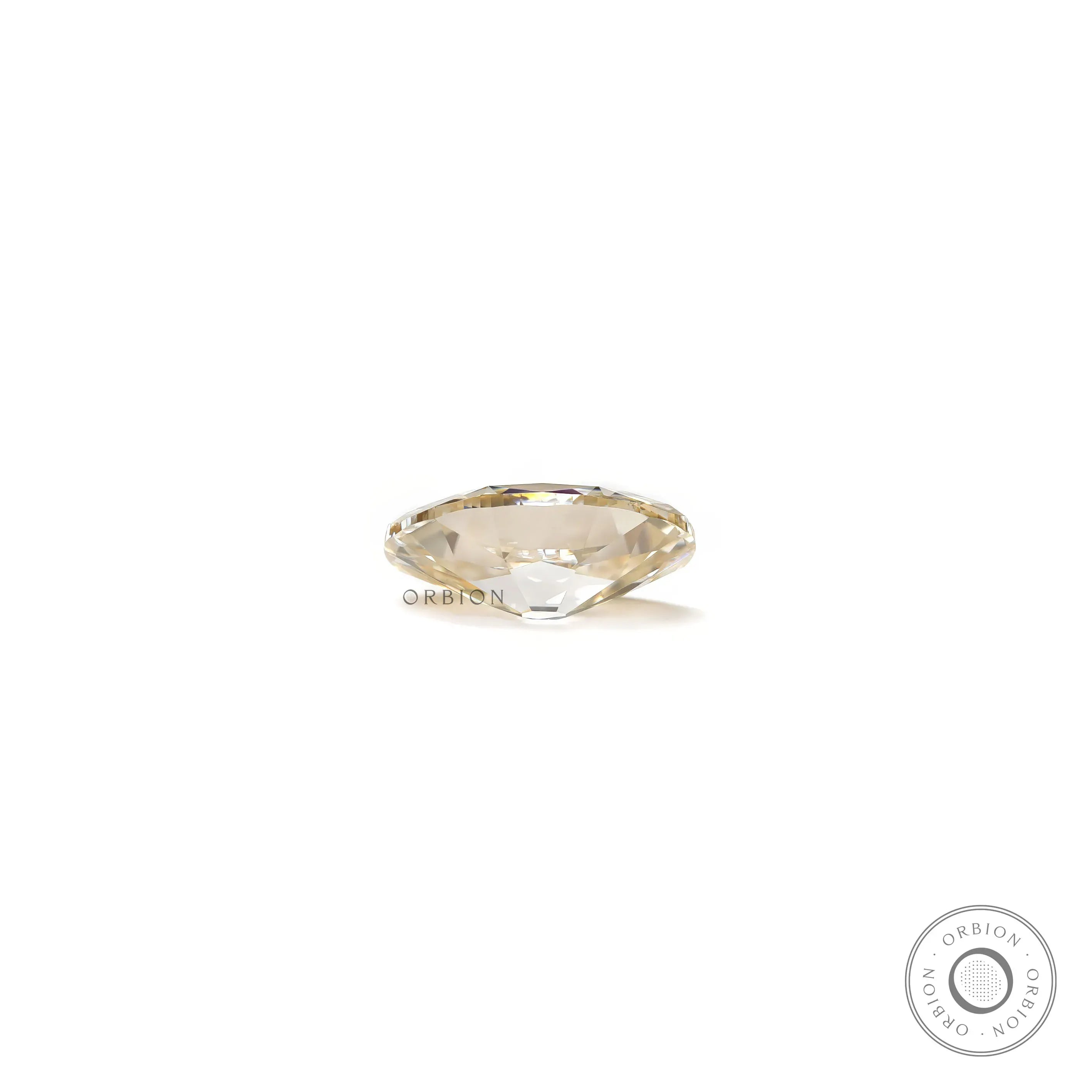 Loose oval moissanite old mine cut side profile view