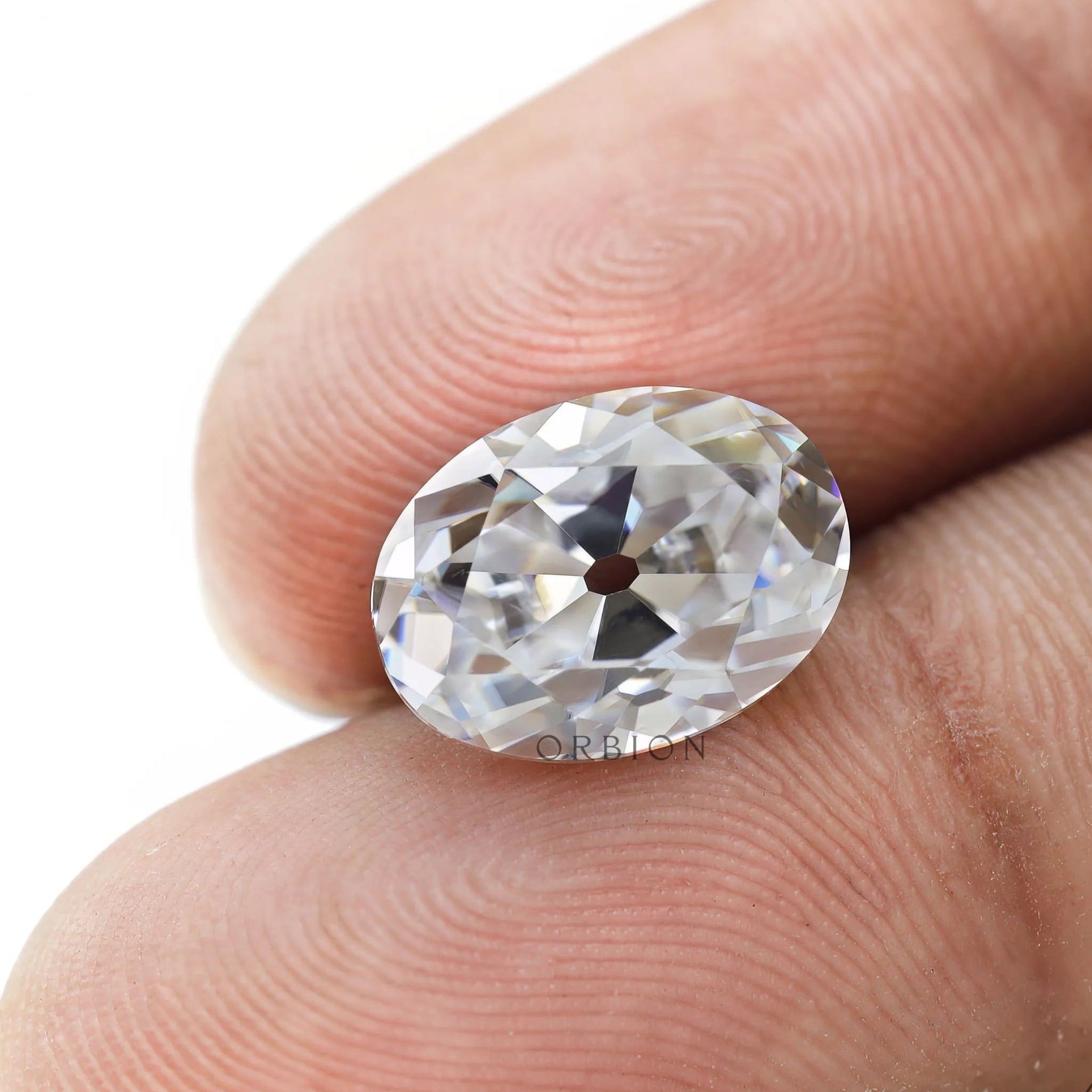 Custom jewelry oval moissanite 3.40 ct with old mine cut brilliance
