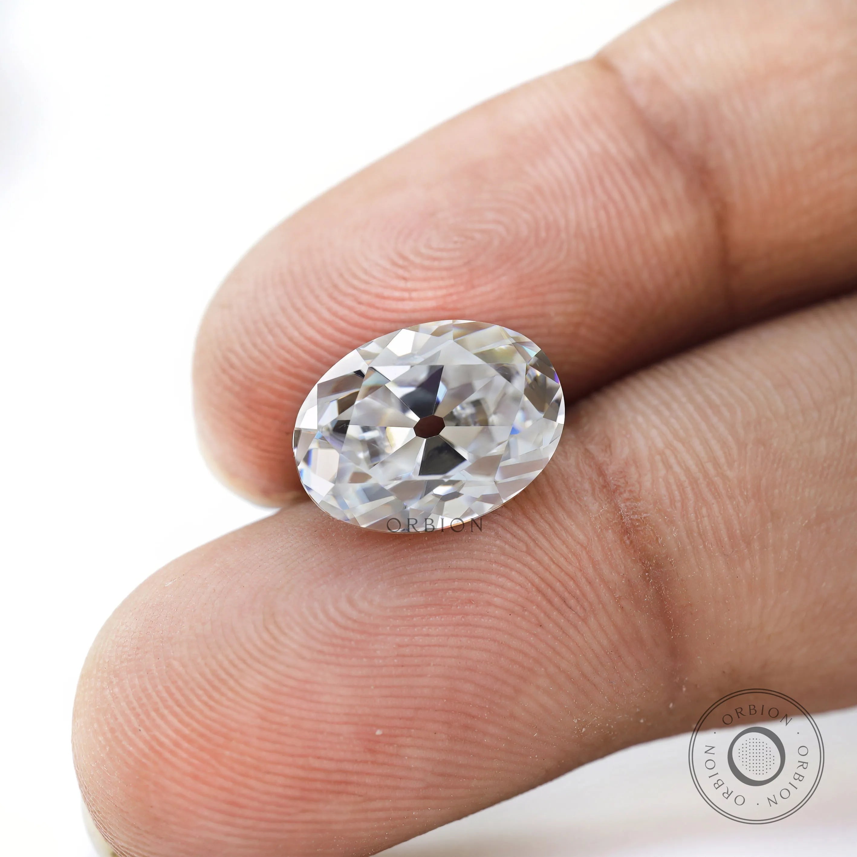 Custom jewelry oval moissanite 3.40 ct with old mine cut brilliance