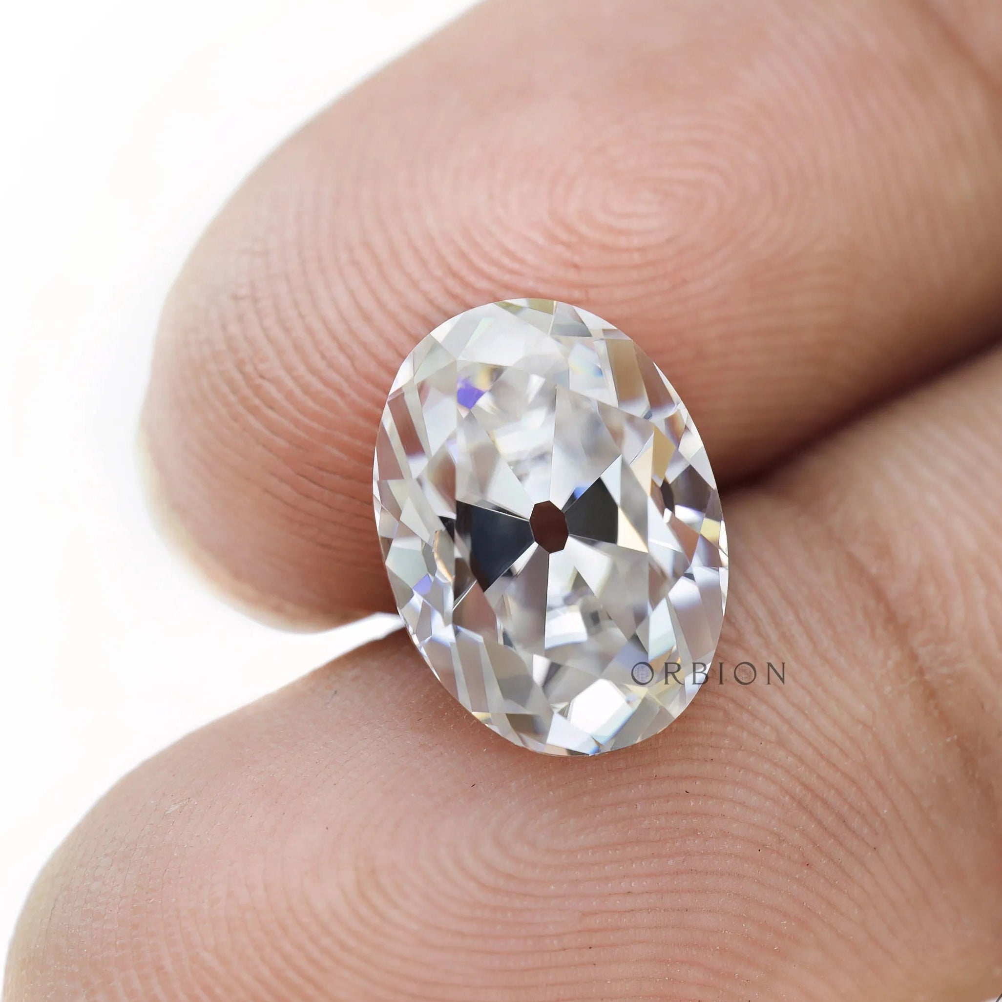 Oval moissanite 3.40 ct loose stone with old mine cut
