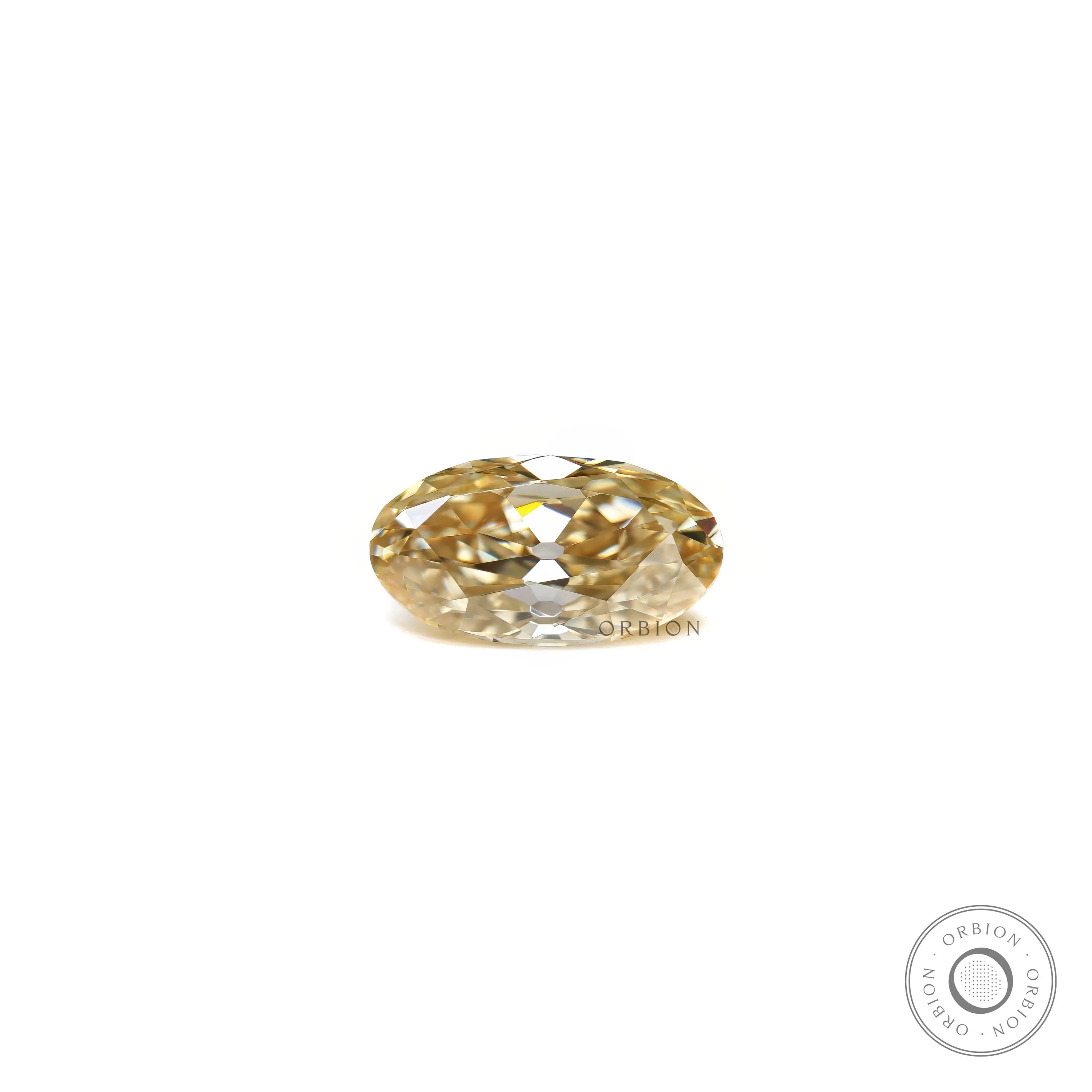 Warm tone oval champagne moissanite 2.35 ct old mine cut