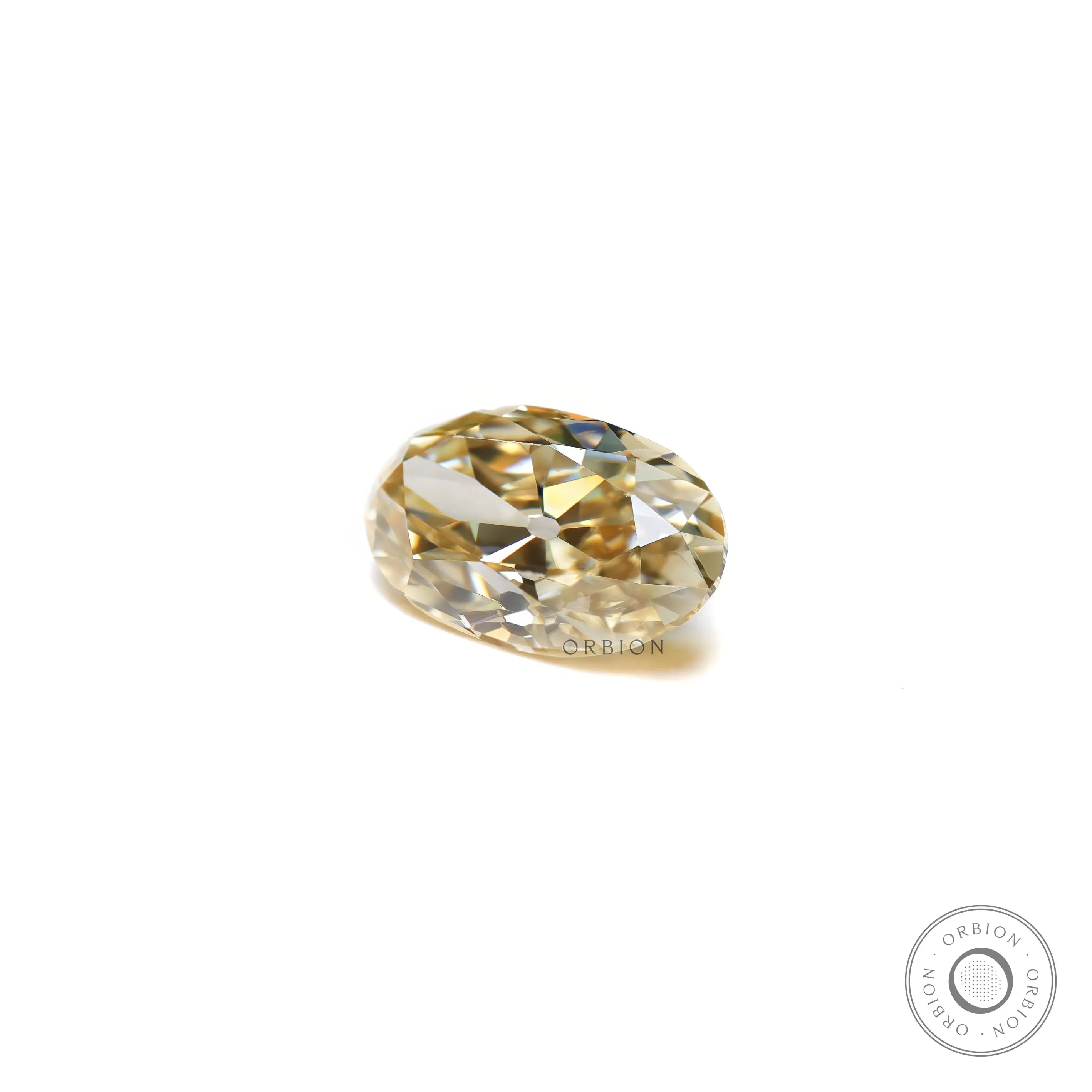 Oval champagne moissanite gemstone 2.35 ct antique cut