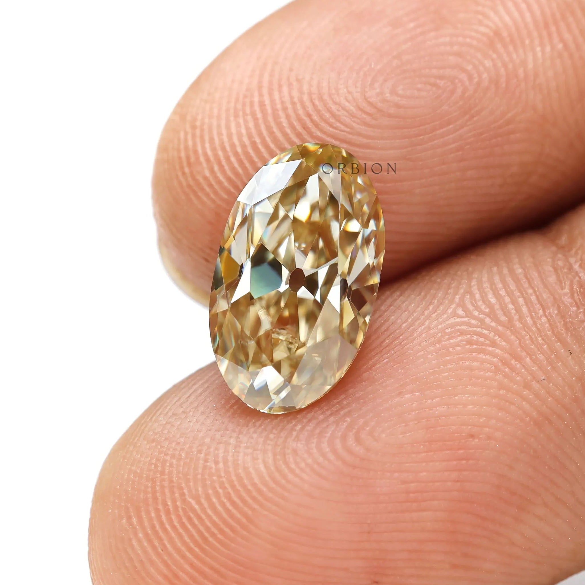 2.35 ct old mine cut oval champagne moissanite loose gemstone