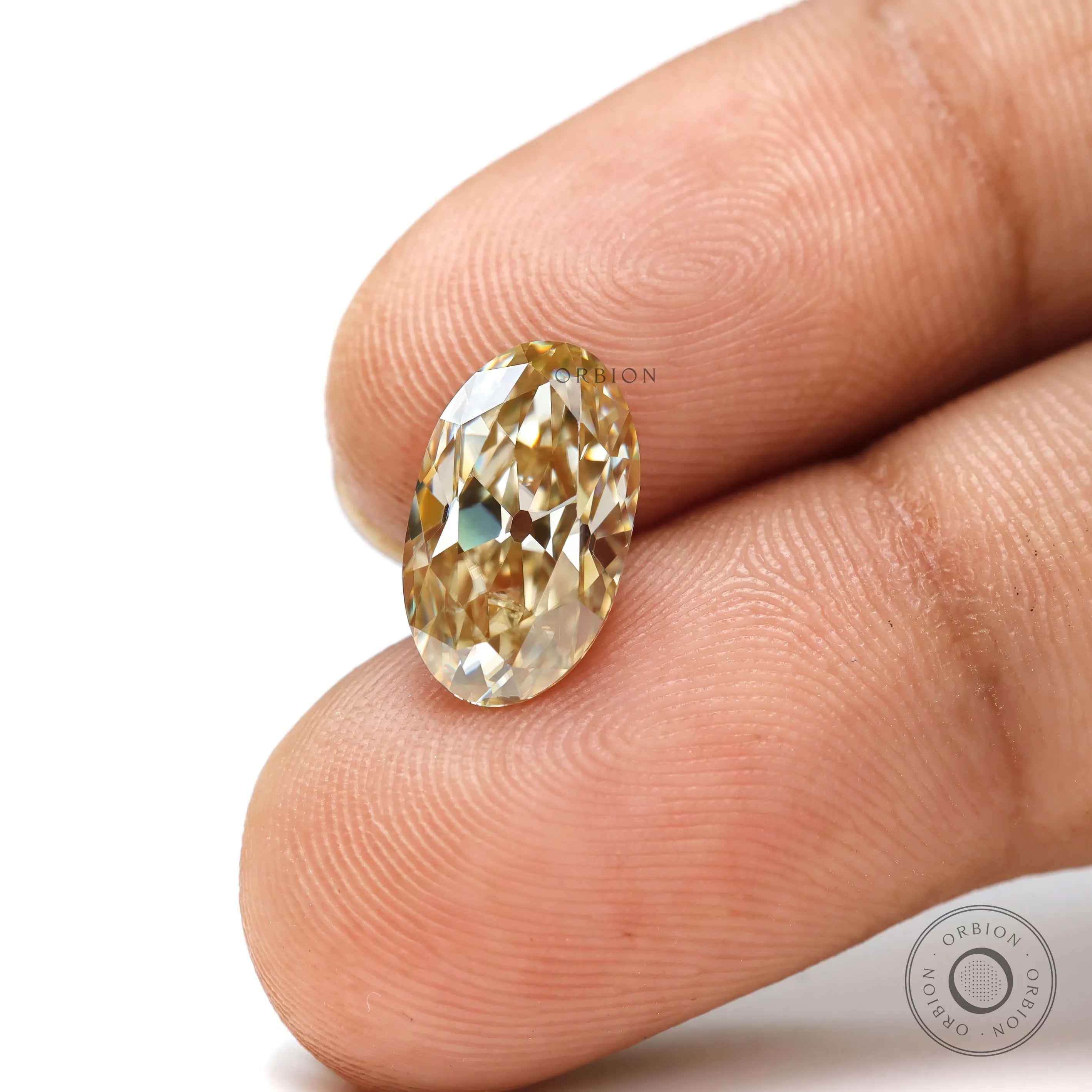 2.35 ct old mine cut oval champagne moissanite loose gemstone