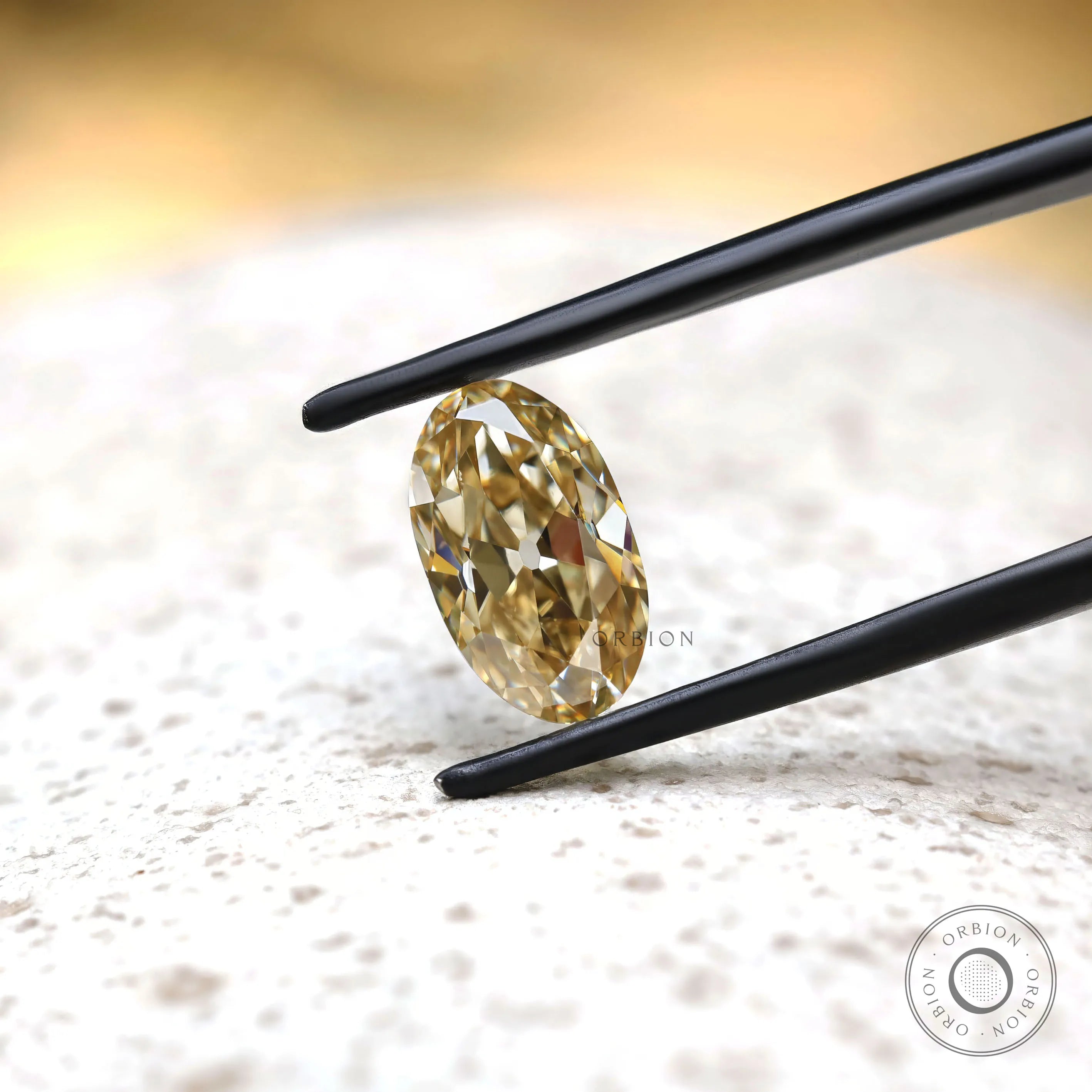 Champagne oval moissanite 2.35 ct vintage old mine cut gem