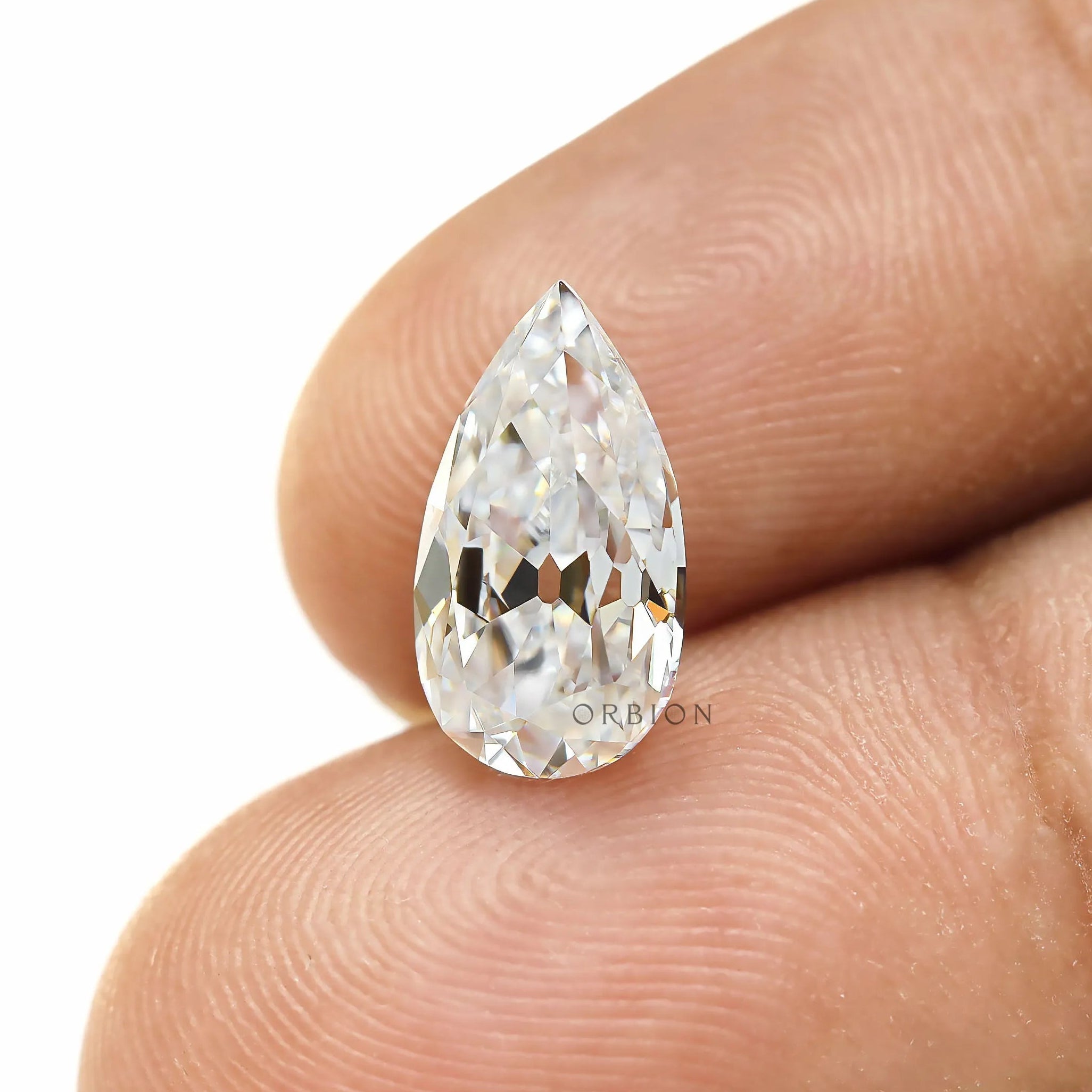 Elegant 2 CT Pear Moissanite Stone with Antique Old Mine Faceting