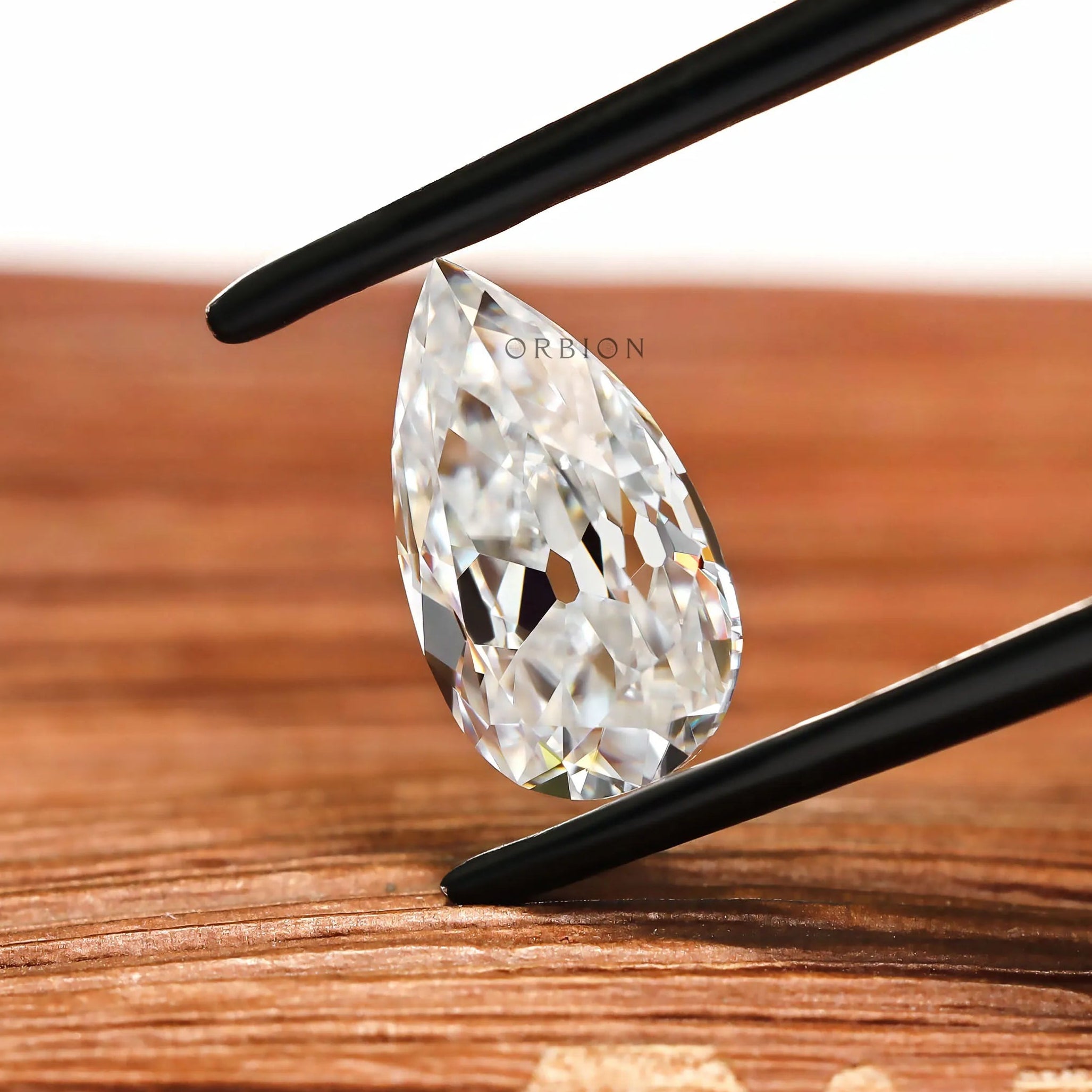 Vintage Inspired Pear Shape Moissanite with VVS Clarity