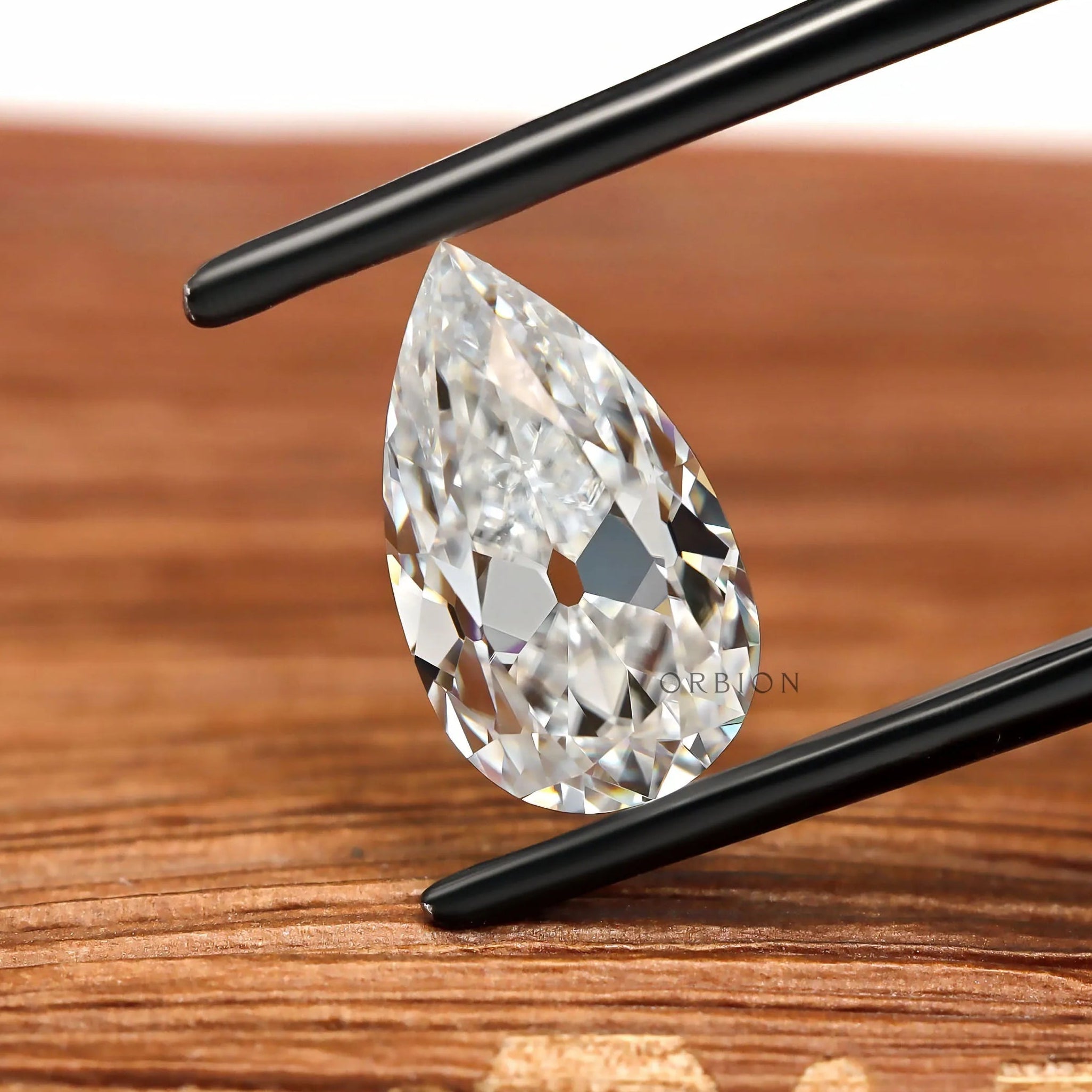 Old Cut Pear Shaped Moissanite Loose Stone in D E F Color Grade