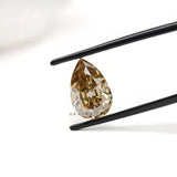 3.50 ct pear dark champagne moissanite with antique old mine faceting
